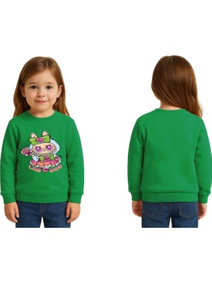 Sedirli Unisex Labubu Baskılı Çocuk Swaetshirt 3 Iplik Şardonlu