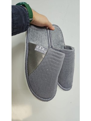 Slipcat Unisex Ev Terliği Kaymaz Tabanlı Ribana Kumaş Konforlu Model Şık ve Konforlu Ev Içi Terlik Yarı Deri