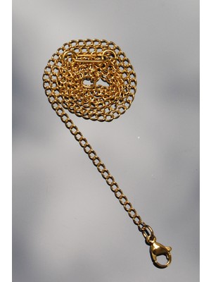 Rua Jewelry Çelik Italyan Ataş Uçlu Tek Klasik Zincir Kolye 2 mm Altın Renk | Kararmaz ,unisex ,2 Yıl Garantili