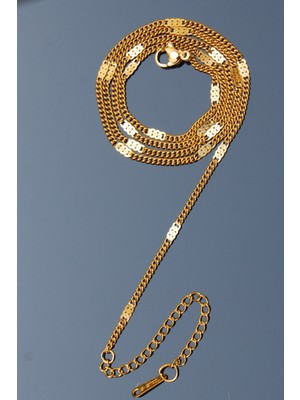 Rua Jewelry Çelik Italyan Işlemeli Klasik Zincir Kolye 2 mm Altın Renk | Kararmaz ,unisex ,2 Yıl Garantili