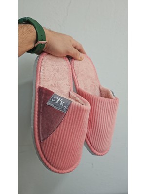 Slipcat Unisex Ev Terliği Kaymaz Tabanlı Ribana Kumaş Konforlu Model Şık ve Konforlu Ev Içi Terlik Yarı Deri