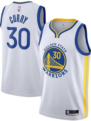 ÇARŞI47 Basketbol Forması Curry Yetişkin Beyaz Basketbol Forması