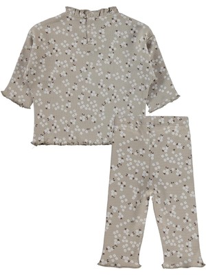 Civil Baby Mini Çiçek Baskılı 6-18 Ay Takım - Bej 6-9 Ay