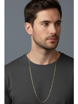 Rua Jewelry Çelik Ataş Kolye - Extra Uzun 75 cm 5 mm Altın Renk | Kararmaz , Unisex , 2 Yıl Garantili