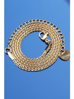 Rua Jewelry Çelik Italyan Recta Örme Kolye 3 mm Altın Renk | Kararmaz ,unisex ,2 Yıl Garantili