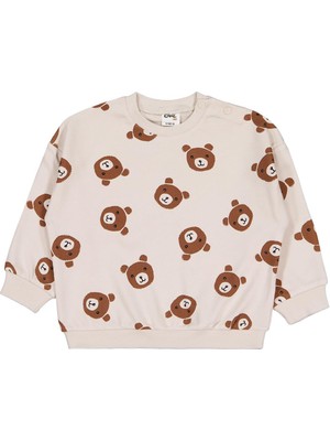 Civil Baby Ayı Baskı 6-18 Ay Sweatshirt - Bej 9-12 Ay