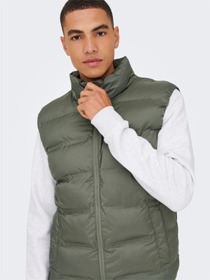 Only & Sons Onsunıon Seamless Lıfe Puffer Vest Otw Erkek Gri Yelek - 22034830