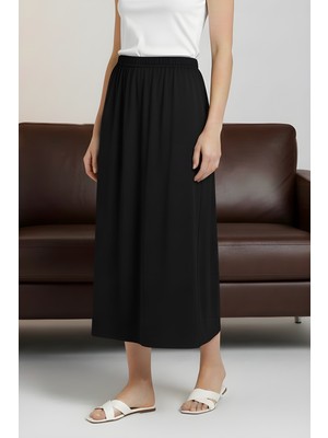 İmaj Butik Siyah Bel Lastikli Etek Astar Kombinezon