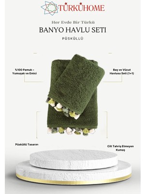 Püsküllü Yumuşak Pamuk Havlu Seti