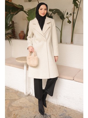 İmaj Butik Taş Kruvaze Yaka Astarlı  Kaşe Kaban