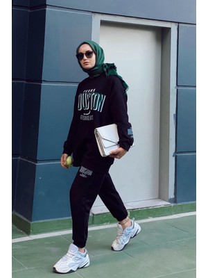 Houston Pamuklu Oversize Siyah Alt Üst Takım