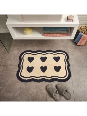 Matmel Soft Tufting Herz Banyo Paspası - Ekru - 60X90 cm