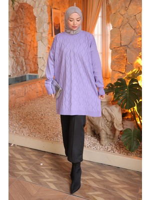 İmaj Butik Lila Soğuk Iplik Merserize Triko Tunik
