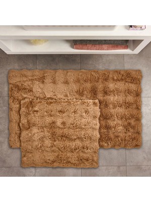 Matmel Soft Bubble 2'li Banyo Paspası - Kahverengi - 60X100 cm + 50X60 cm