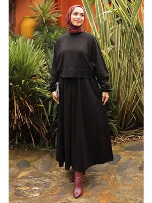 İmaj Butik Siyah Oversize Sweat Etekli Modal Takım