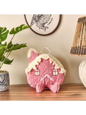 Matmel Soft Sevimli Ev Figürlü Yastık - Pembe - 19X22 cm