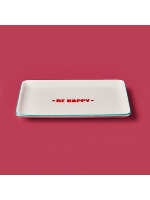 Matmel Kitchen Be Happy Servis Tabağı - Kırmızı / Pembe - 13X18 cm