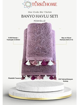 Püsküllü Yumuşak Pamuk Havlu Seti