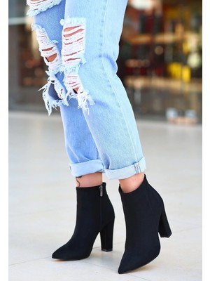 isiltikidsmoda Loora Siyah Süet Topuklu Bot