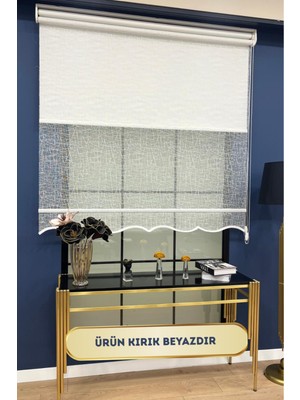 Volper Mekanik Vp1804 Çift Mekanizmalı Desenli Tül ve Stor Perde Etek Dilimli (Kırık Beyaz)