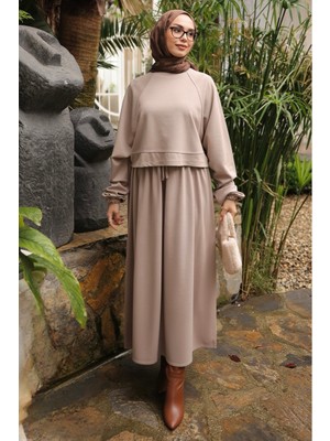 İmaj Butik Vizon Oversize Sweat Etekli Modal Takım