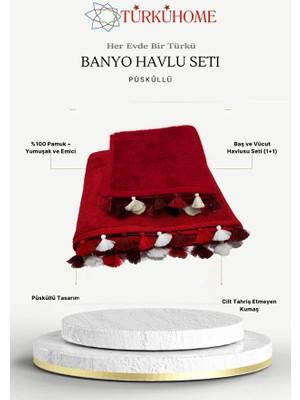Püsküllü Yumuşak Pamuk Havlu Seti