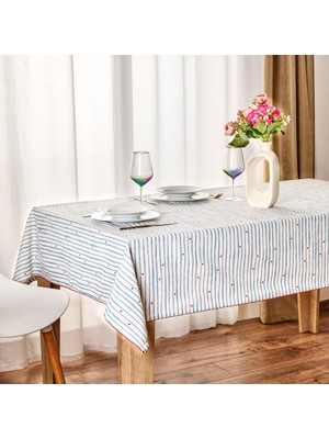Matmel Soft Herz Masa Örtüsü - Beyaz / Mavi - 140X200 cm