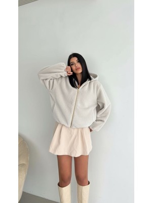 Libreprive Astarlı Kapşonlu Tay Tüyü Bomber Mont Ceket