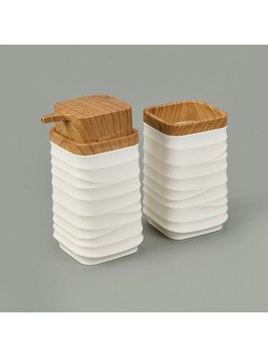 Matmel Bath Luna 2'li Sıvı Sabunluk ve Diş Fırçalık Seti - Beyaz