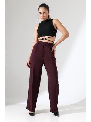 Lokadi Kadın Yüksek Bel Pileli Palazzo Pantolon