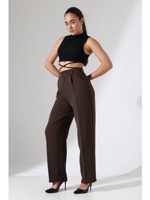 Lokadi Kadın Yüksek Bel Pileli Palazzo Pantolon