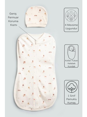 Vauva Bebek İçin %100 Pamuklu Kundak Fermuarlı Yumuşak Penye Kumaş Nefes Alabilen Kumaş