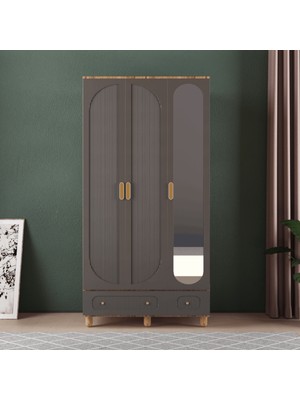T&B Soho 3 Kapaklı Çekmeceli Gardırop - Mdf Kapak