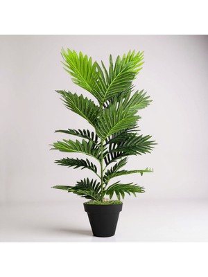 100 cm Yapay Areca Palmiyesi – Premium Dekoratif Iç Mekan Bitkisi Siyah Plastik Saksı