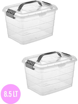 Follow Me Şeffaf Tetris Kare Saklama Kabı - 8,5 Lt (2 Adet)