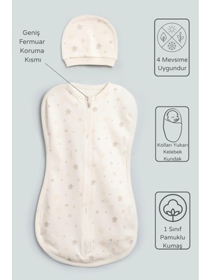 Vauva Bebek İçin %100 Pamuklu Kundak Fermuarlı Yumuşak Penye Kumaş Nefes Alabilen Kumaş