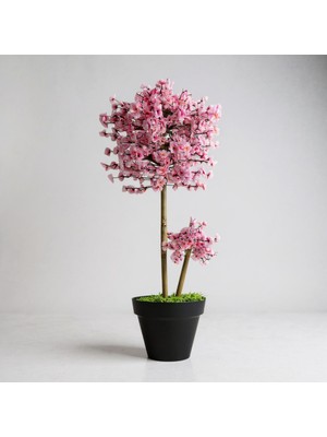 Luxdecor Yapay Sakura Ağacı - Pembe Bahar Esintisi 120 cm Siyah Plastik Saksı