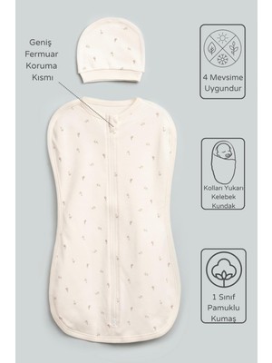 Vauva Bebek İçin %100 Pamuklu Kundak Fermuarlı Yumuşak Penye Kumaş Nefes Alabilen Kumaş