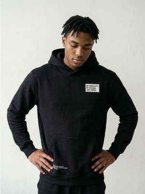 CLAW UP WORK Oversıze Hoodıe | Blackout Work Baskılı (Unisex Pamuklu Yumuşak Dokulu Geniş Kesim Siyah Kapüşonlu Sweatshirt)