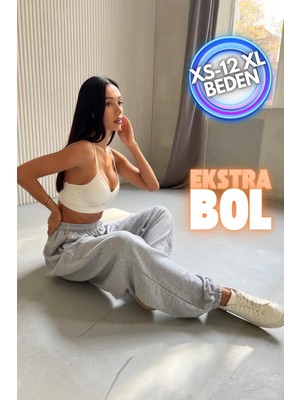 Vladivosto Paçası Lastikli Bol Kalıp Oversize Baggy Yüksek Bel Eşofman Altı