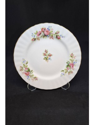 Royal Albert Moss Rose Bone China Ingiliz Porselen Pasta Tabağı Pembe Çiçekli 17.5 cm