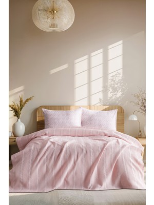 Doqu Home Loretta Pike Takımı Çift Kişilik Pudra