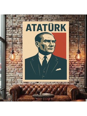 Özkacar Group Atatürk Karakalem Kanvas Tablo Ev Duvar Salon Ofis Dükkan Iş Yeri Hediyelik Dekarasyon Süsü