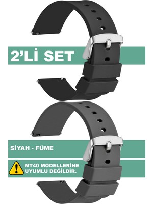 Trendburada Tcl Movetime MT42-MT42X Family Saat Uyumlu Füme Renk Silikon Saat Kordonu 71GMS