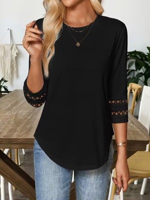 Kadın Uzun Kollu Bisiklet Yaka Truvakar Kollu Viskon Bluz