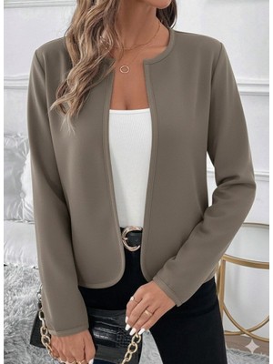 Kadın Uzun Kollu Önü Açık Dalgıç Kısa Vizon Hırka