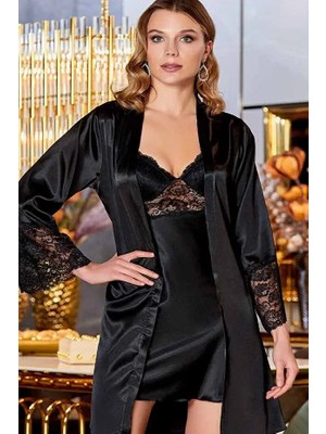 Jeremi S365 Saten Dantelli 6 Lı Set -Siyah - -- L