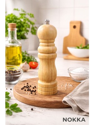 Nokka Bambu Gövdeli Komple Ahşap Tuz Karabiber Değirmeni Baharat Öğütücüsü Büyük Boy 20 cm