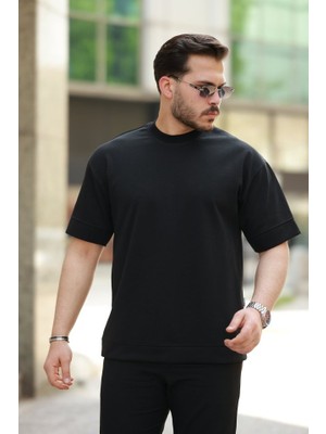 Erkek Basic Oversize Double Face Kumaş Kısa Kollu Tshirt