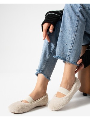 Bufu Tavşan Tüylü Zra Model Yumuş Kadın Babet